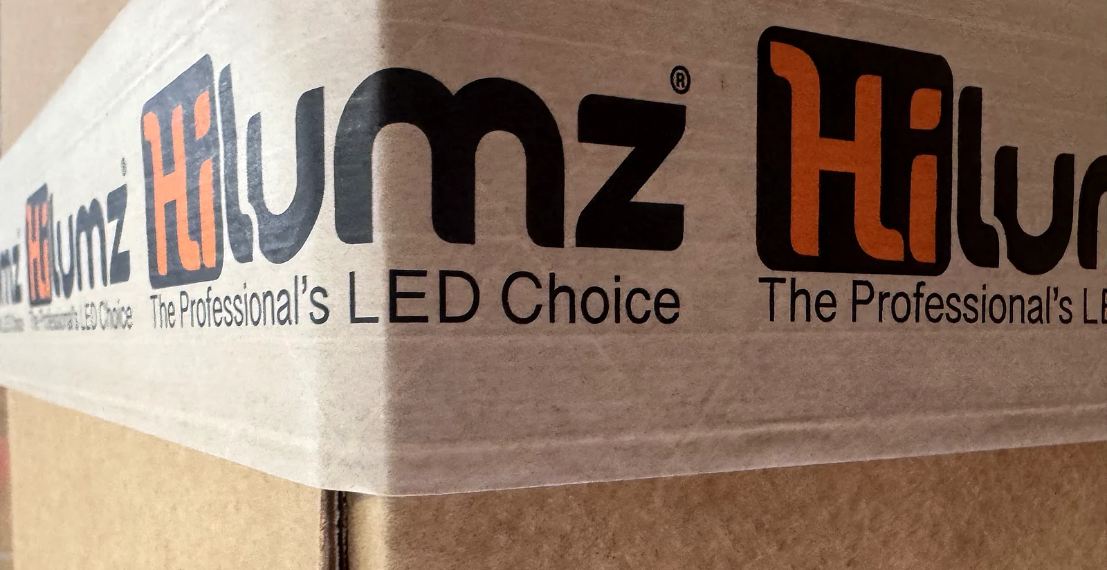 HiLumz-taped shipping box, packed and ready to ship